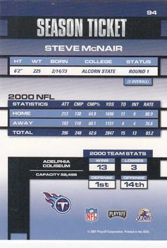 2001 Playoff Contenders #94 Steve McNair Back