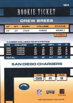 2001 Playoff Contenders #124 Drew Brees Back
