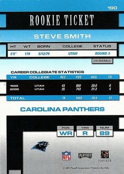 2001 Playoff Contenders #190 Steve Smith Back