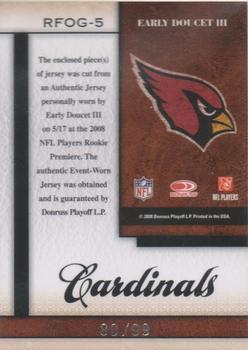2008 Leaf Certified Materials - Rookie Fabric of the Game NFL Die Cut #RFOG-5 Early Doucet Back
