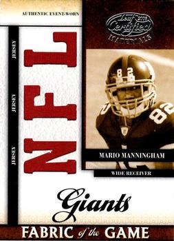 2008 Leaf Certified Materials - Rookie Fabric of the Game NFL Die Cut #RFOG-31 Mario Manningham Front