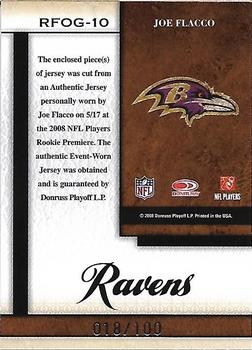 2008 Leaf Certified Materials - Rookie Fabric of the Game Position #RFOG-10 Joe Flacco Back