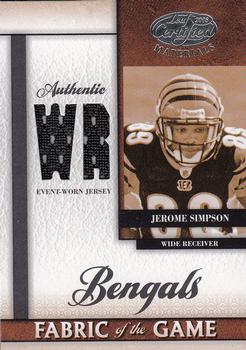 2008 Leaf Certified Materials - Rookie Fabric of the Game Position #RFOG-28 Jerome Simpson Front