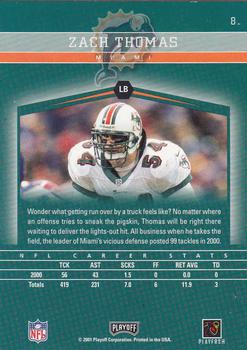 2001 Playoff Honors #8 Zach Thomas Back