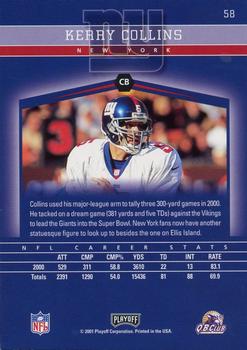2001 Playoff Honors #58 Kerry Collins Back