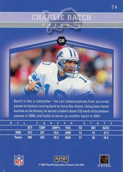 2001 Playoff Honors #74 Charlie Batch Back