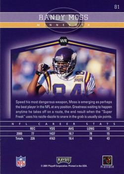 2001 Playoff Honors #81 Randy Moss Back