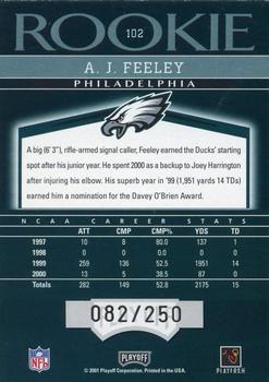 2001 Playoff Honors #102 A.J. Feeley Back