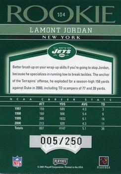 2001 Playoff Honors #104 LaMont Jordan Back