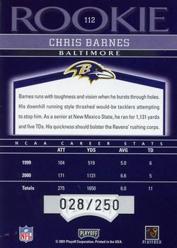 2001 Playoff Honors #112 Chris Barnes Back