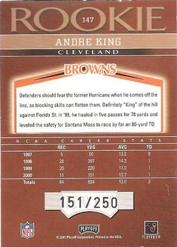 2001 Playoff Honors #147 Andre King Back