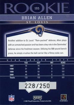 2001 Playoff Honors #195 Brian Allen Back