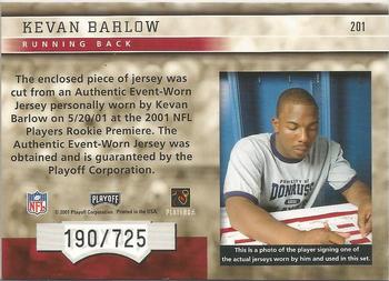 2001 Playoff Honors #201 Kevan Barlow Back