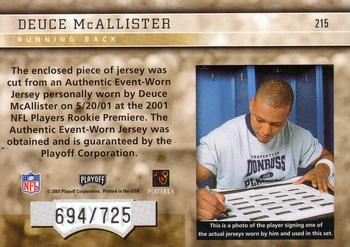 2001 Playoff Honors #215 Deuce McAllister Back