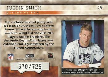 2001 Playoff Honors #226 Justin Smith Back