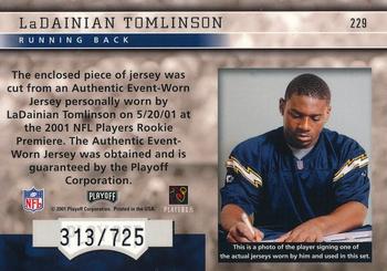 2001 Playoff Honors #229 LaDainian Tomlinson Back