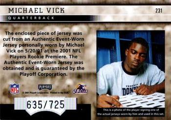 2001 Playoff Honors #231 Michael Vick Back