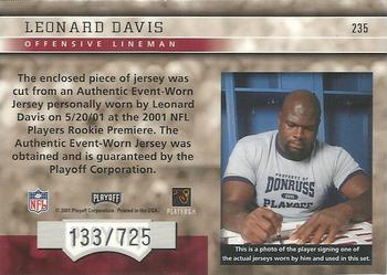 2001 Playoff Honors #235 Leonard Davis Back
