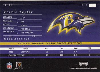 2001 Playoff Preferred #3 Travis Taylor Back