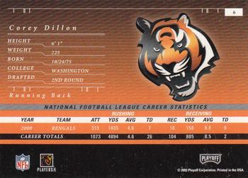 2001 Playoff Preferred #6 Corey Dillon Back