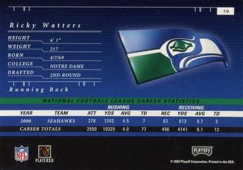 2001 Playoff Preferred #50 Ricky Watters Back