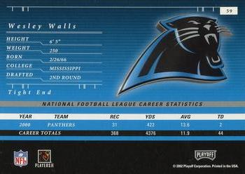 2001 Playoff Preferred #59 Wesley Walls Back