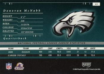 2001 Playoff Preferred #83 Donovan McNabb Back