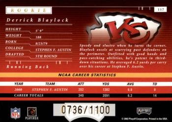 2001 Playoff Preferred #117 Derrick Blaylock Back