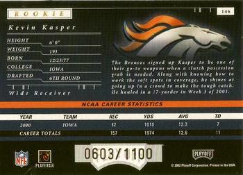 2001 Playoff Preferred #146 Kevin Kasper Back