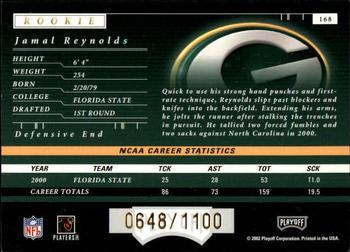 2001 Playoff Preferred #168 Jamal Reynolds Back