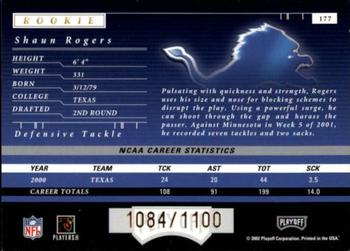 2001 Playoff Preferred #177 Shaun Rogers Back