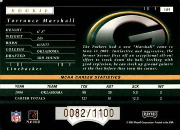 2001 Playoff Preferred #189 Torrance Marshall Back