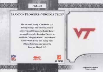 2008 Leaf Certified Materials - Souvenir Stamps College Material USA Flag #SSC-30 Brandon Flowers Back