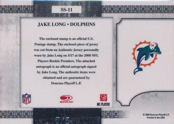 2008 Leaf Certified Materials - Souvenir Stamps Material Autographs Pro Team Logos #SS-11 Jake Long Back