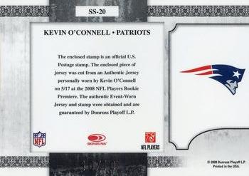 2008 Leaf Certified Materials - Souvenir Stamps Material USA Flag #SS-20 Kevin O'Connell Back