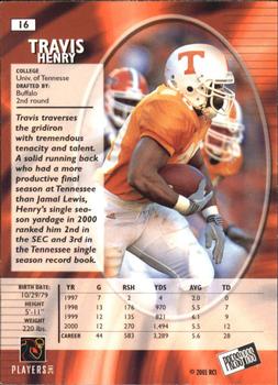 2001 Press Pass SE #16 Travis Henry Back