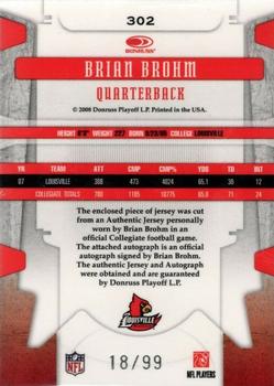 2008 Leaf Limited - College Phenoms Jersey Autographs #302 Brian Brohm Back