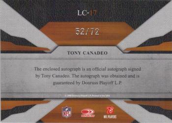 2008 Leaf Limited - Cuts Autographs #LC-17 Tony Canadeo Back