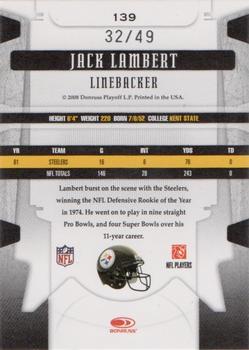 2008 Leaf Limited - Gold Spotlight #139 Jack Lambert Back