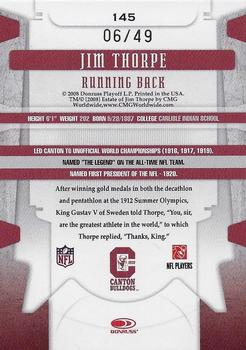 2008 Leaf Limited - Gold Spotlight #145 Jim Thorpe Back