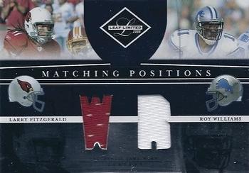 2008 Leaf Limited - Matching Positions Jerseys #MP-6 Larry Fitzgerald / Roy Williams Front