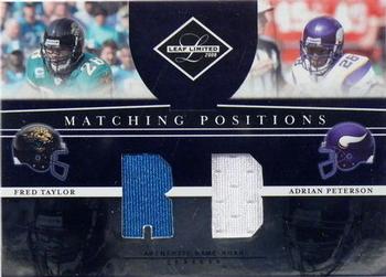 2008 Leaf Limited - Matching Positions Jerseys #MP-11 Fred Taylor / Adrian Peterson Front