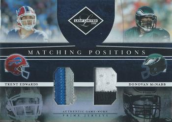 2008 Leaf Limited - Matching Positions Jerseys Prime #MP-1 Trent Edwards / Donovan McNabb Front