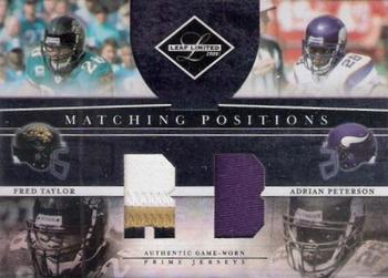 2008 Leaf Limited - Matching Positions Jerseys Prime #MP-11 Fred Taylor / Adrian Peterson Front