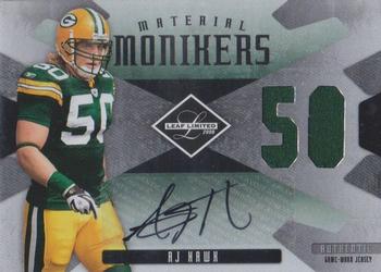 2008 Leaf Limited - Material Monikers Jersey Number #MM-2 A.J. Hawk Front