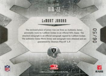 2008 Leaf Limited - Material Monikers Jersey Number #MM-22 LaMont Jordan Back