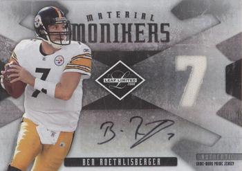 2008 Leaf Limited - Material Monikers Jersey Number Prime #MM-1 Ben Roethlisberger Front