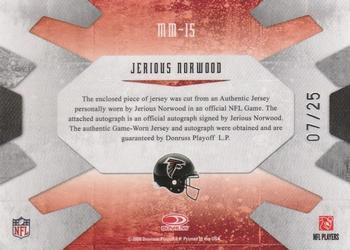 2008 Leaf Limited - Material Monikers Jersey Number Prime #MM-15 Jerious Norwood Back