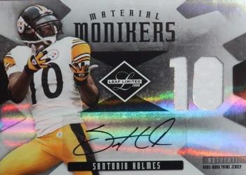 2008 Leaf Limited - Material Monikers Jersey Number Prime #MM-37 Santonio Holmes Front