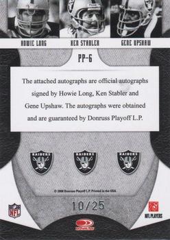 2008 Leaf Limited - Prime Pairings Autographs #PP-6 Howie Long / Ken Stabler / Gene Upshaw Back